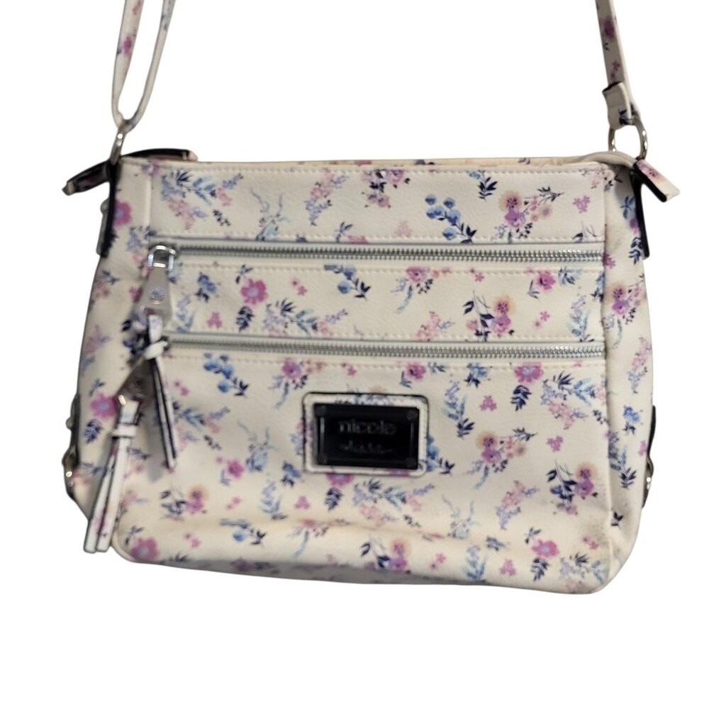 Nicole By Nicole Miller Summer Floral Print Faux Leather Purse Crossbody